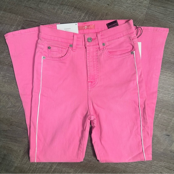 7 For All Mankind High Waist Slim Kick pink jeans size 27 NWT - Picture 3 of 5